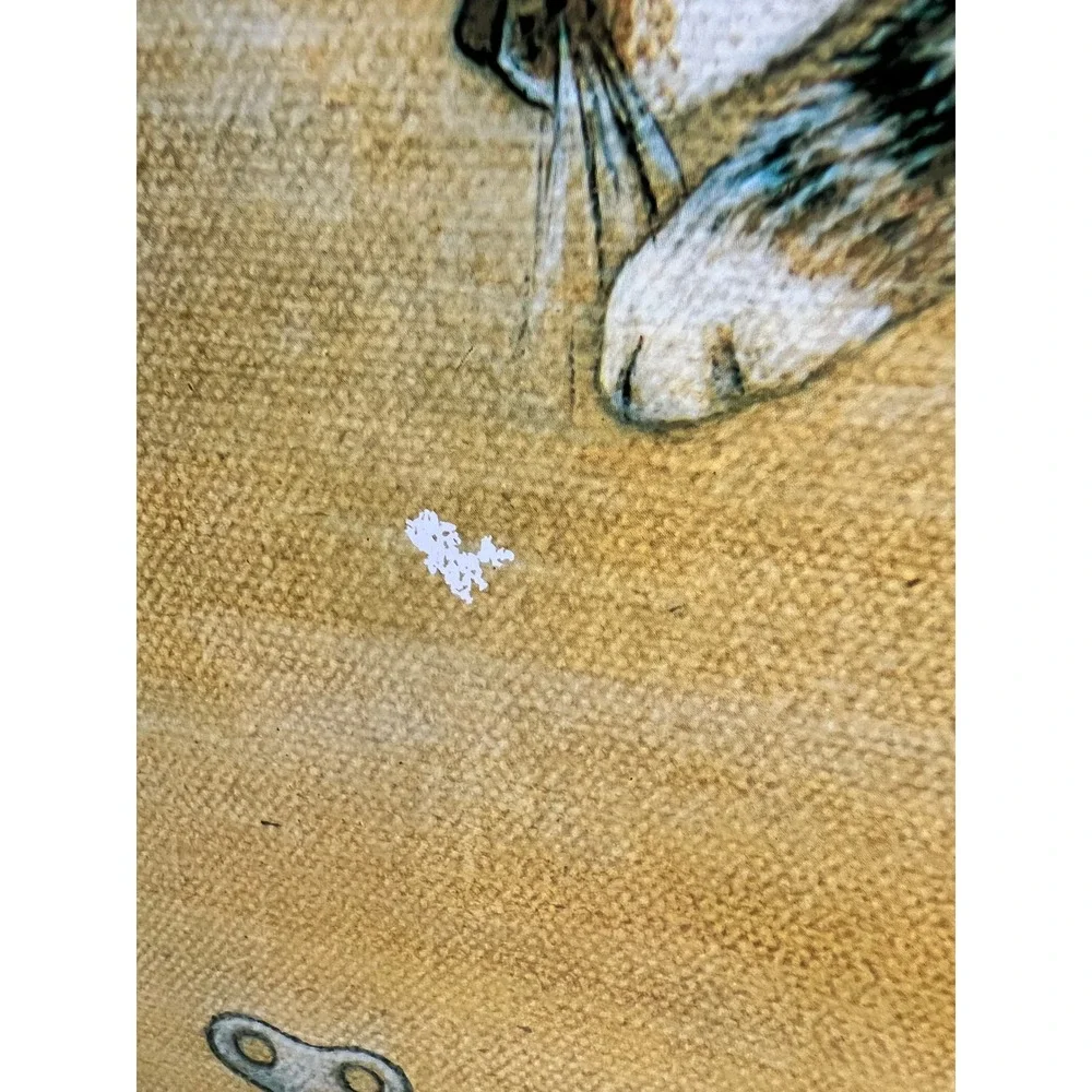 Vintage 1983 Lowell Herrero Vandor Metal Cat Tray Calico Mouse Green Square 14in